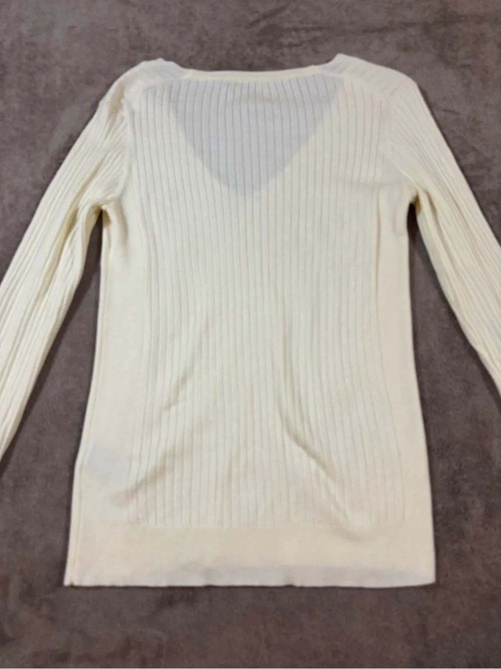 J McLaughlin Cream Ribbed V-Neck Sweater Womens XS Long Sleeve